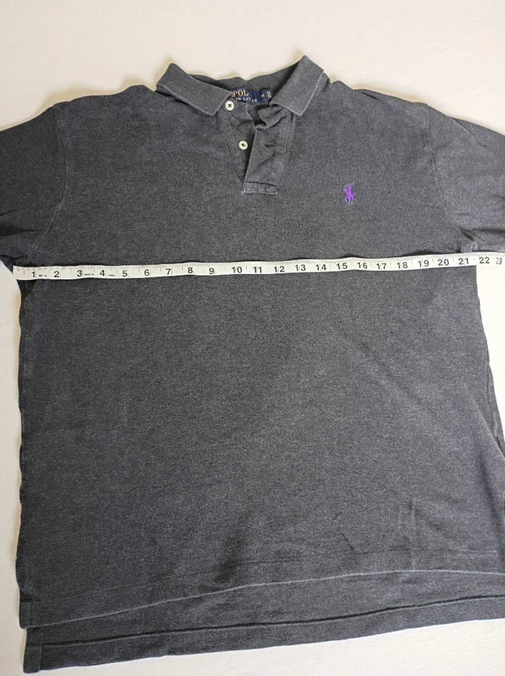 Polo by Ralph Lauren 100% Cotton Charcoal Polo with Purple Pony Size M